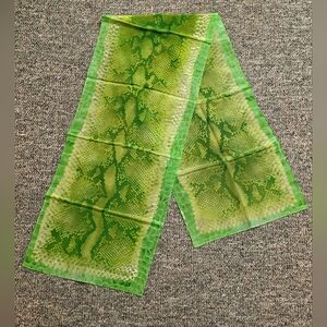 Adrienne Vittadini Green Snake Print Silk Oblong Scarf